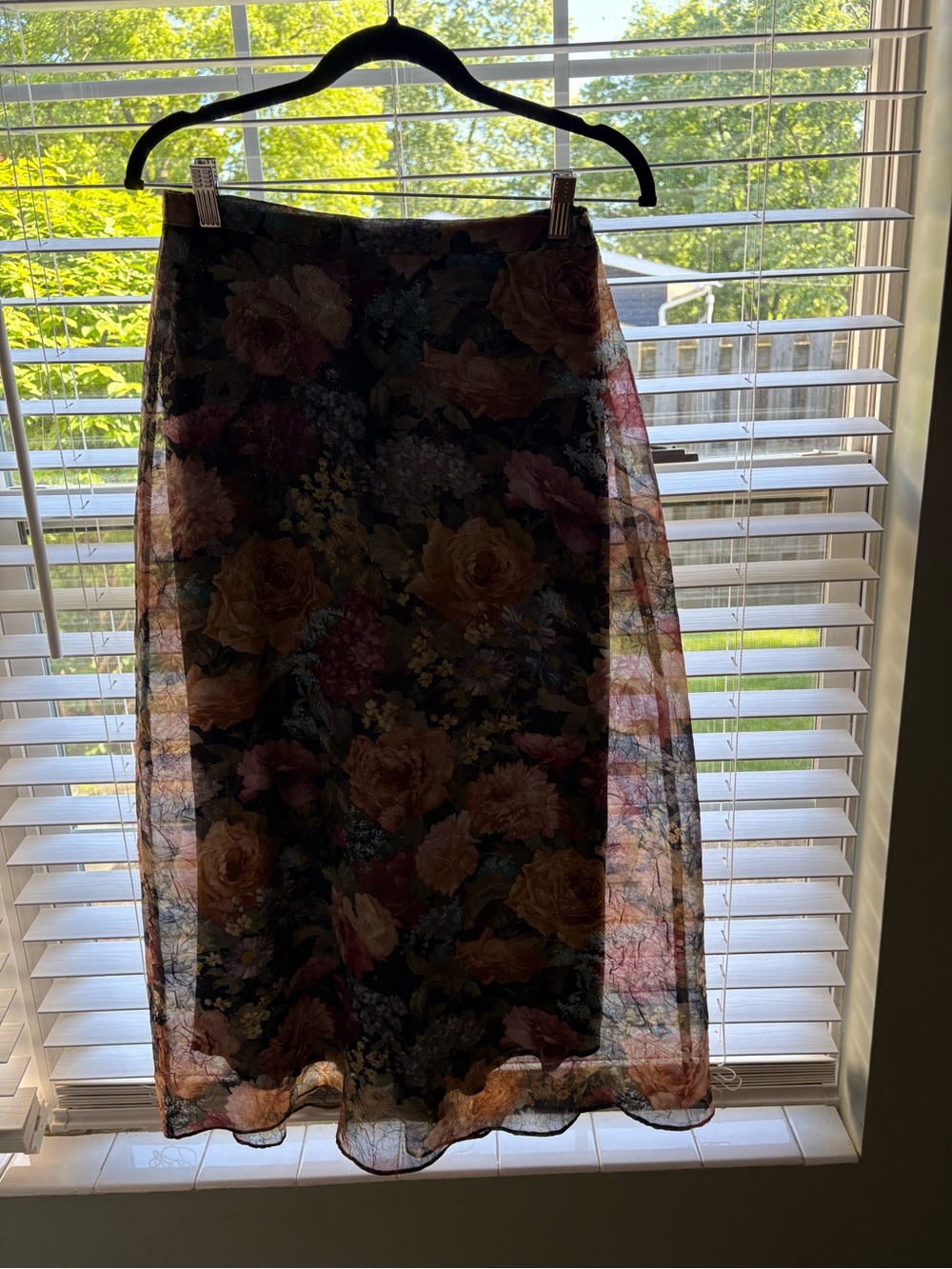Vintage Whimsigoth Dark Fairy Grunge Indie Festival Floral Midi Skirt - Picture 9 of 9